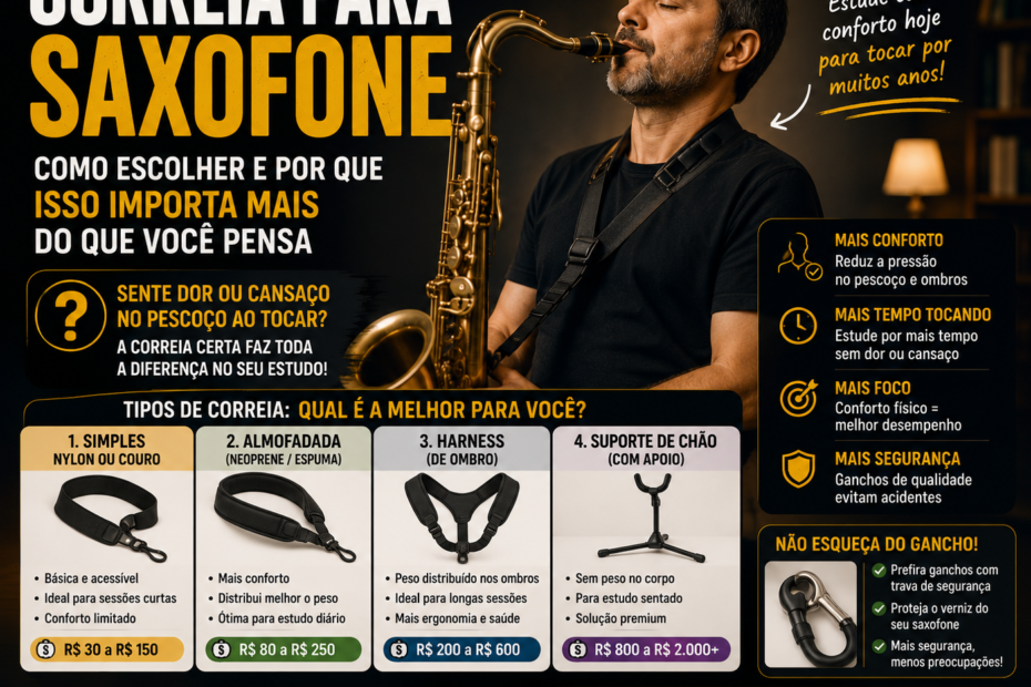 Correia para Saxofone: Como Escolher e Por Que Isso Importa Mais do Que Você Pensa Correia para Saxofone