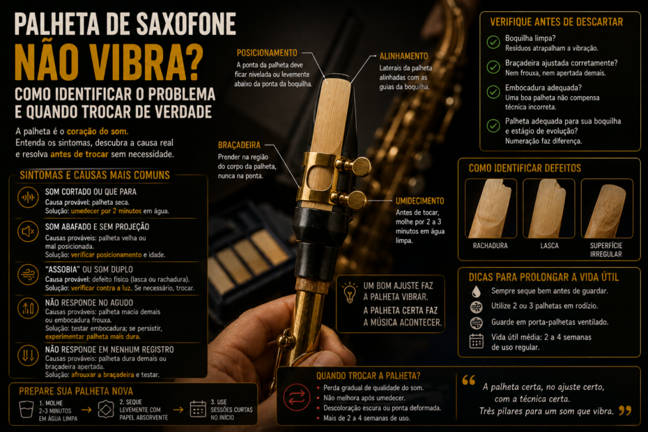 Palheta de Saxofone Não Vibra