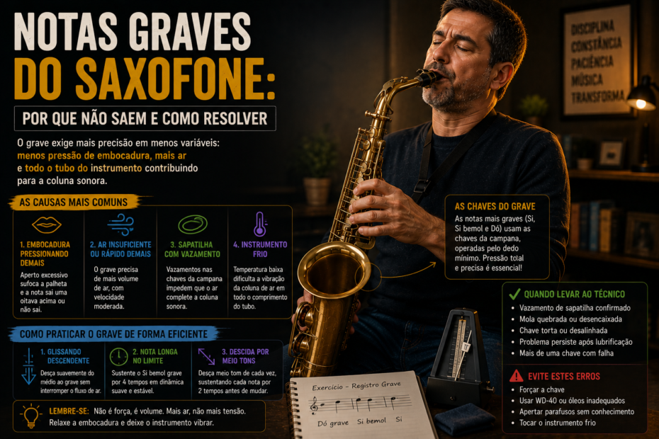 notas graves do saxofone
