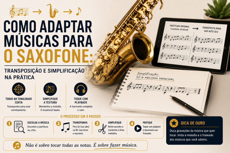 Como Adaptar Músicas para o Saxofone: Transposição e Simplificação na Prática Adaptar Músicas para o Saxofone
