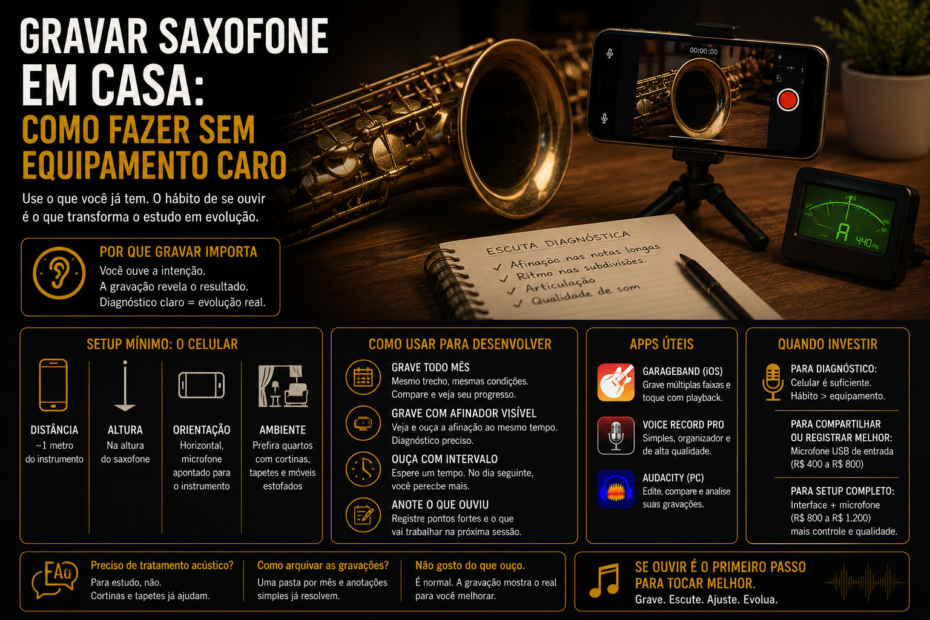 Gravar Saxofone em Casa: Como Fazer Sem Equipamento Caro Gravar Saxofone em Casa