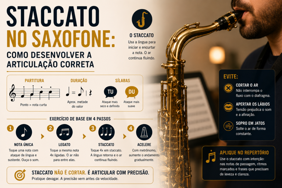 Staccato no Saxofone: Como Desenvolver a Articulação Correta Staccato no Saxofone